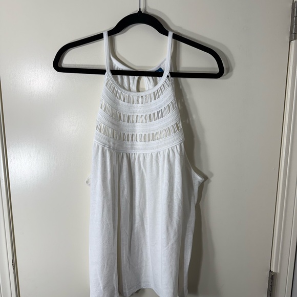 Old‎ Navy White Sleeveless Crochet-Trim Linen-Blend Top Plus Size XXL - Picture 2 of 8